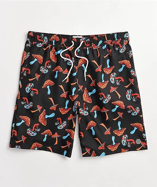 Grom Mushrooms Black Board Shorts — image 1 of 1