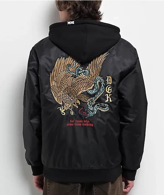 Guerrero Black Hooded Bomber Jacket — image 1 of 1