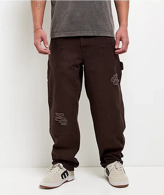 Hammer Dude Brown Canvas Loose Fit Skate Pants — image 1 of 1