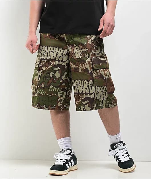 Handstyle Camo Ultra Loose Cargo Skate Shorts — image 1 of 1