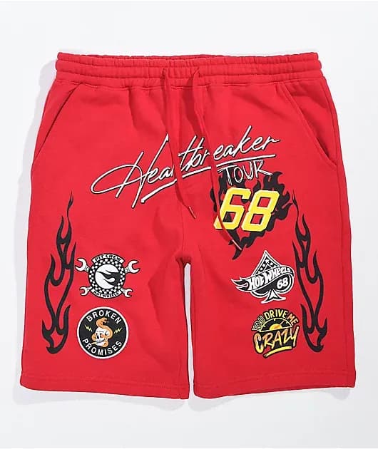 Hot Wheels Heartbreaker Red Sweat Shorts — image 1 of 1