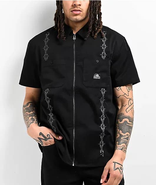 Hotbox Chains Black Zip Work Shirt — image 1 of 1