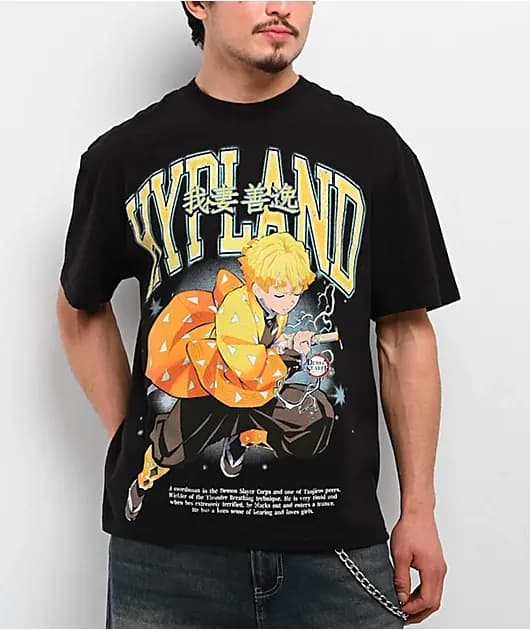 Hypland Demon Slayer Thunder Clap Zenitsu Black T-Shirt — image 1 of 1