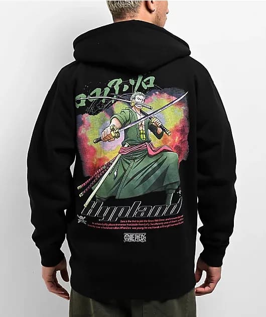 Hypland One Piece Zoro Flame Black Zip Hoodie — image 1 of 1