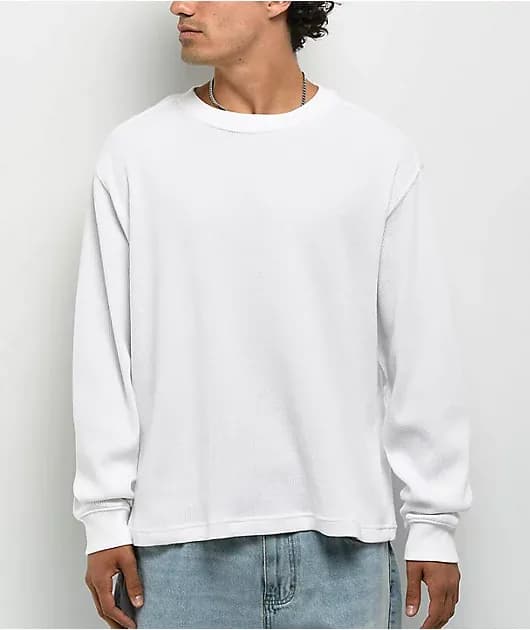 Flux White Thermal Long Sleeve Boxy T-Shirt — image 1 of 1
