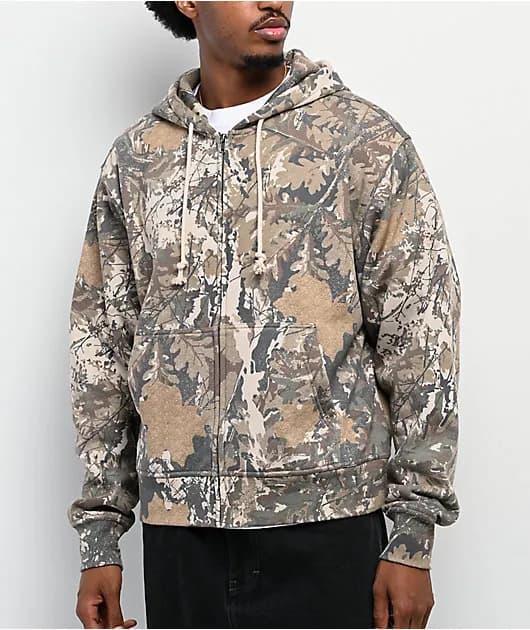 Fractal Camo Crop Zip Hoodie — image 1 of 1