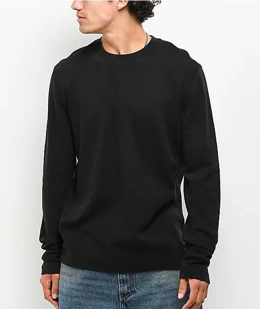 Rift Vintage Black Thermal Long Sleeve Slim T-Shirt — image 1 of 1