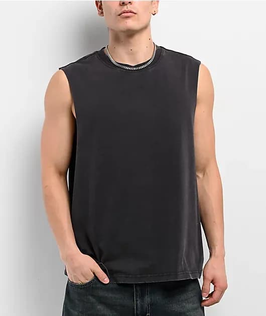 Vex Black Wash Distressed Tank Top — image 1 of 1