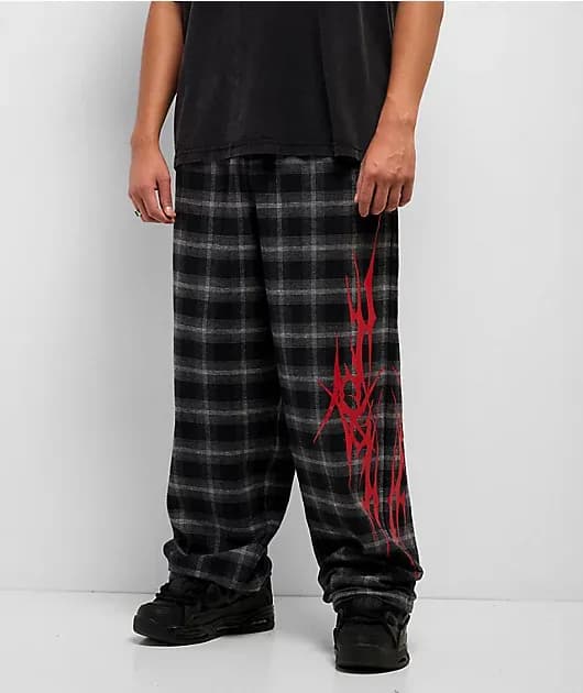 Jagged Black Plaid Lounge Pants — image 1 of 1