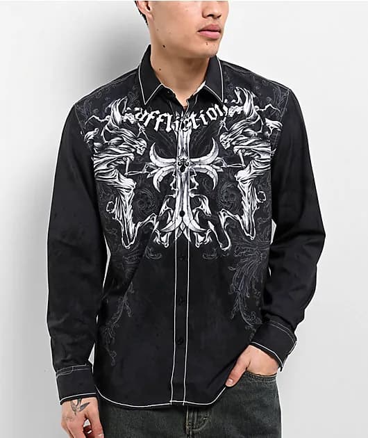 Jump Black Long Sleeve Button Up Shirt — image 1 of 1