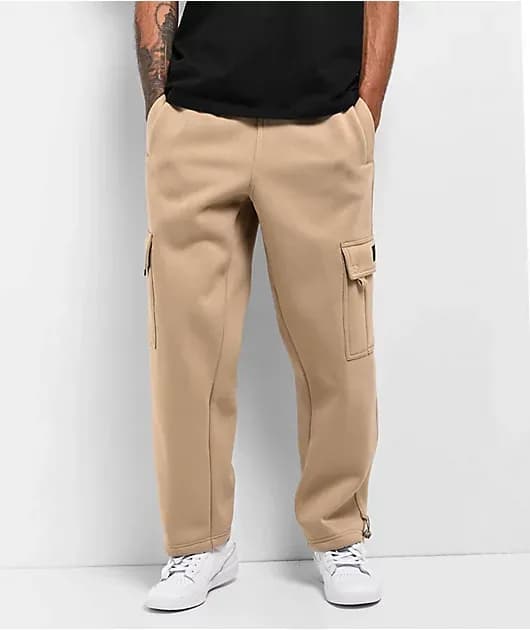 Khaki Heavyweight Baggy Cargo Sweatpants — image 1 of 1