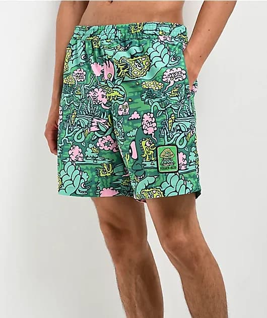 Trippy Jungle Green Board Shorts — image 1 of 1