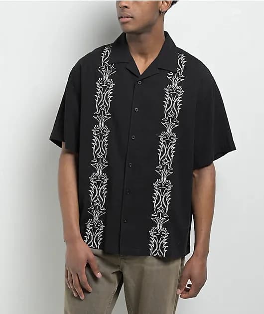 Lenny Embroidered Black Button Up Shirt — image 1 of 1