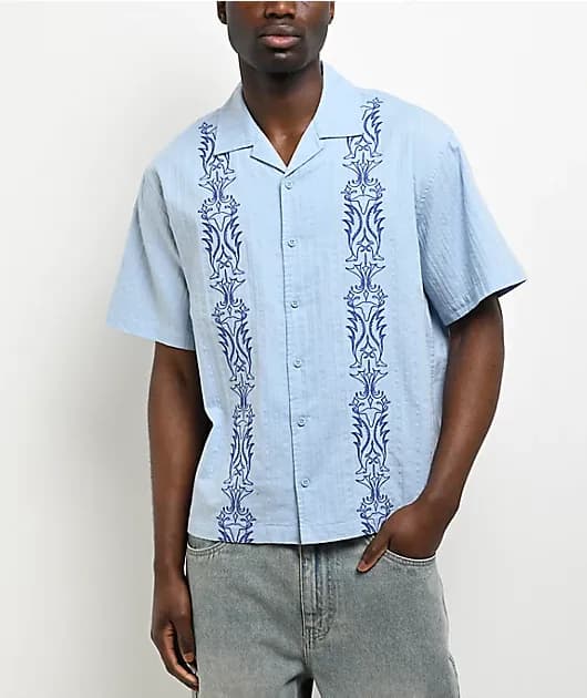 Lenny Embroidered Bue Button Up Shirt — image 1 of 1