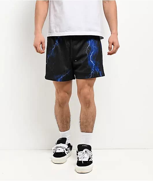 Lightning Black Mesh Shorts — image 1 of 1