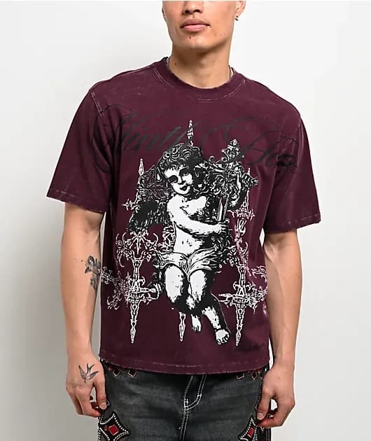 Little Helper Burgundy Wash Boxy T-Shirt — image 1 of 1