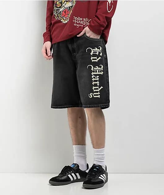 Live Fast Y2K Black Shorts — image 1 of 1