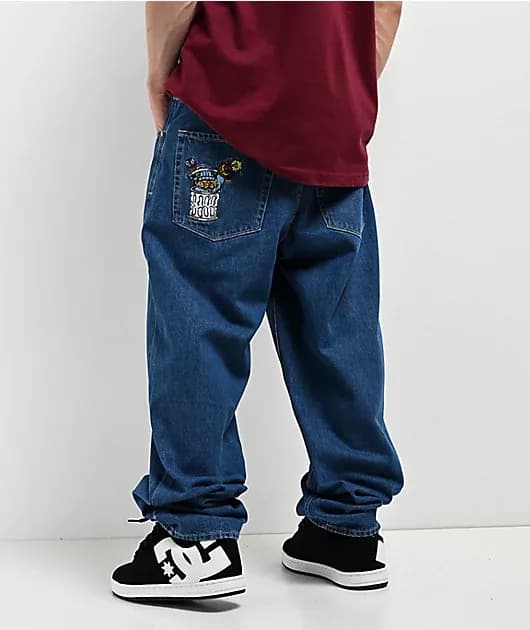 Loose Fit Alley Cat Blue Denim Skate Jeans — image 1 of 1