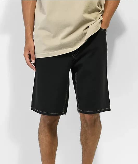 Loose Fit Blue Black Denim Skate Shorts — image 1 of 1