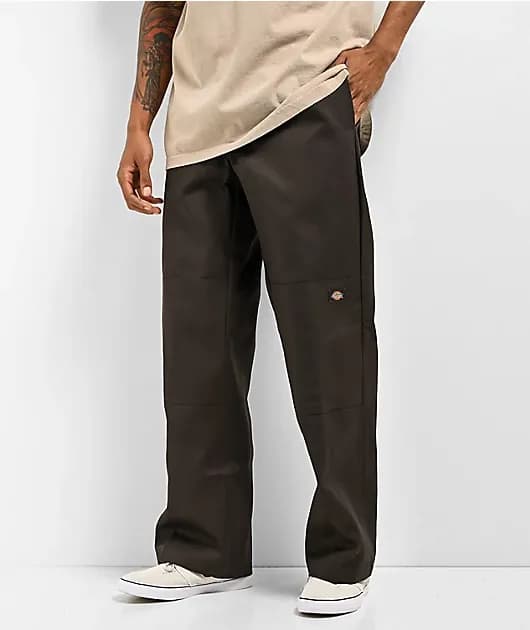 Loose Fit Brown Double Knee Work Pants — image 1 of 1
