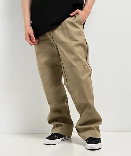 Loose Fit Khaki Double Knee Work Pants — image 1 of 1