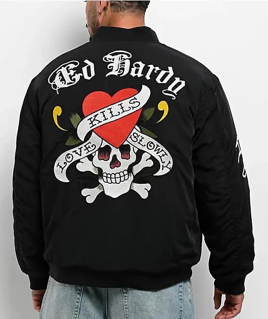 Love Kills Slowly Black Bomber Jacket — image 1 of 1