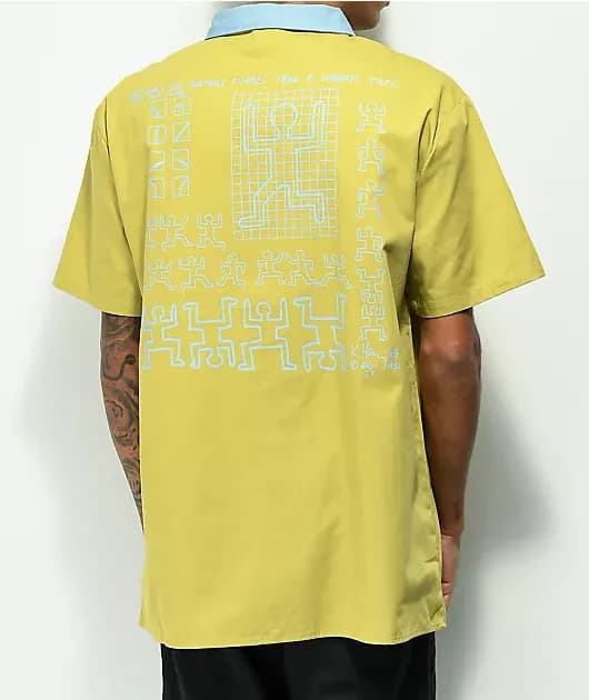 Classic Graphic Map Yellow Short Sleeve Work Shirt — image 1 of 1