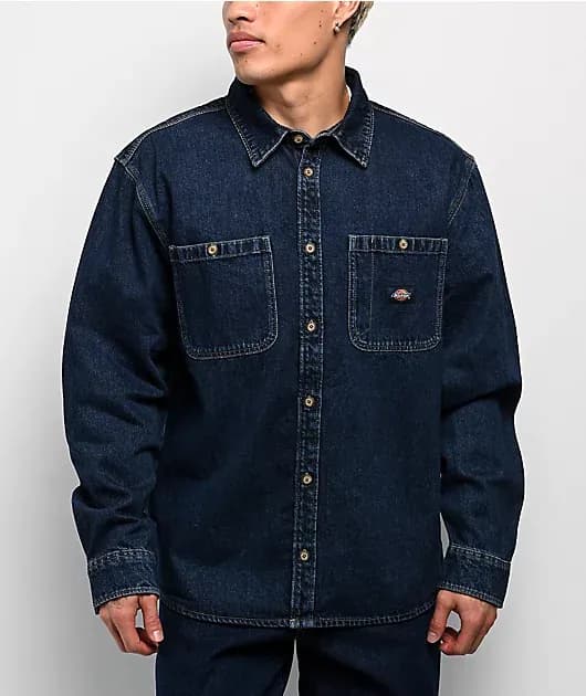 Mechanic Dark Indigo Long Sleeve Denim Work Shirt — image 1 of 1