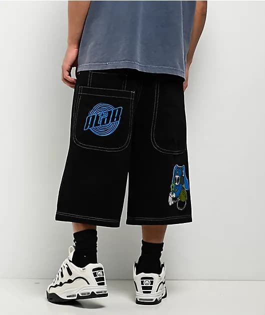 Mega Rave Black Denim Shorts — image 1 of 1