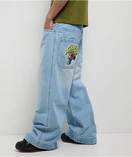 Mega Rave Light Blue Wash Jeans — image 1 of 1