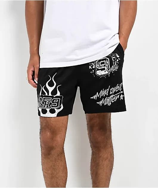 Mind Over Matter Black Mesh Shorts — image 1 of 1