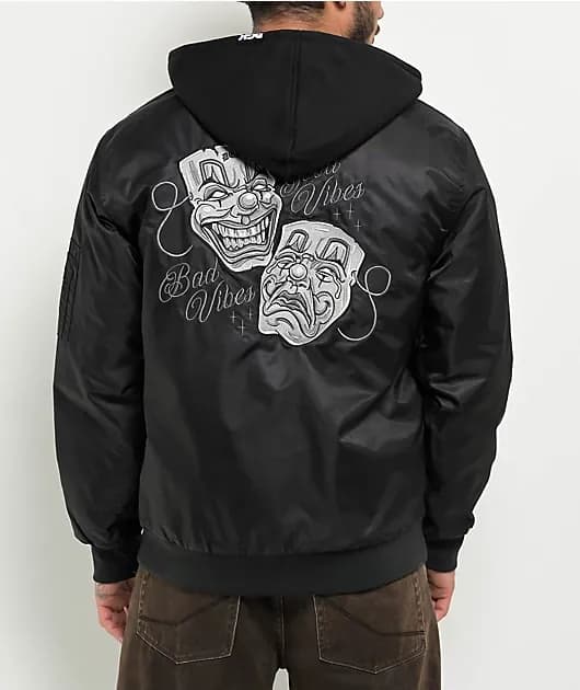 Mindset Black Hooded Bomber Jacket — image 1 of 1