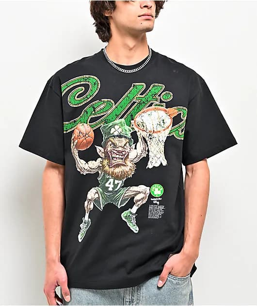 Mitchell Ness Celtics Wild Art Black T-Shirt — image 1 of 1