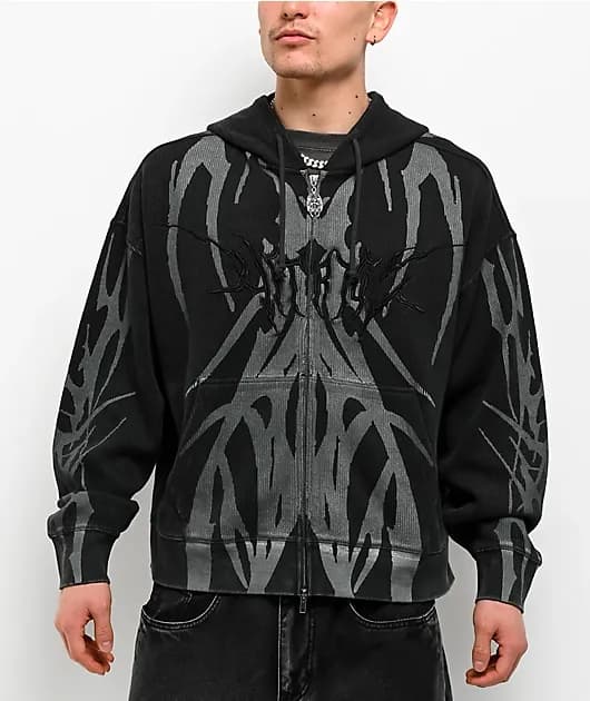 Mockingbird Black Wash Zip Hoodie — image 1 of 1