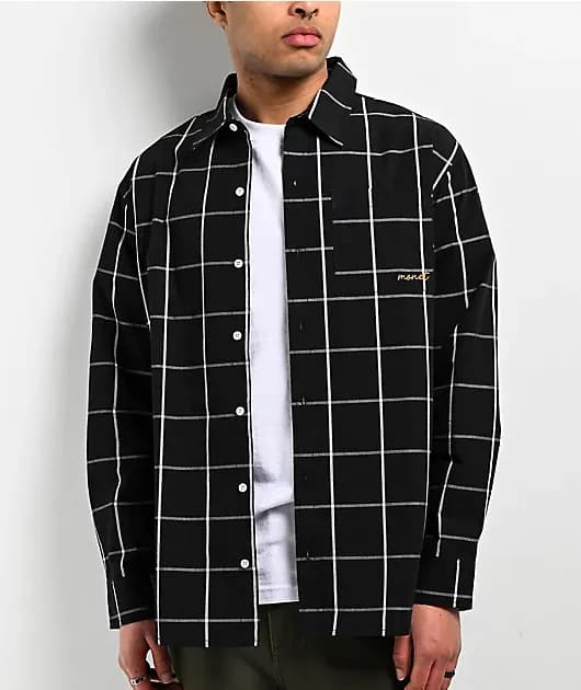 Skateboards Grip Black Long Sleeve Button Up Shirt — image 1 of 1