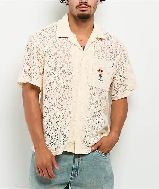 Skateboards Lotti Lace Cream Button Up Shirt — image 1 of 1