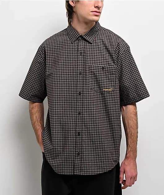 Skateboards Sweeper Brown Plaid Button Up Shirt — image 1 of 1