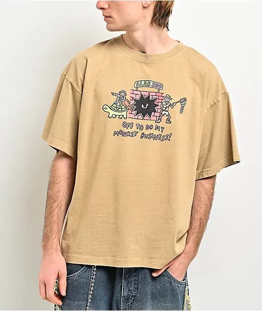 Monkey On The Run Tan T-Shirt — image 1 of 1