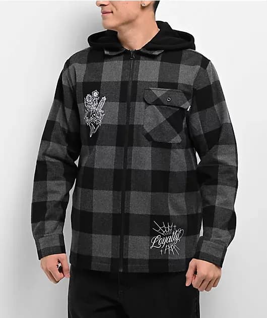 Monterey Black Hooded Flannel Jacket — image 1 of 1