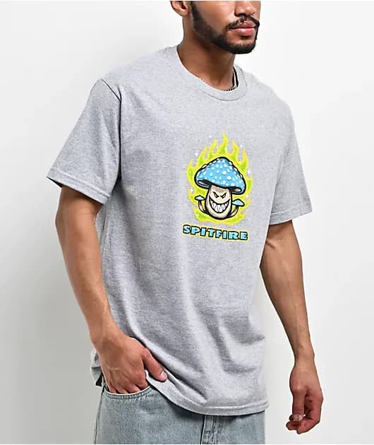 Mushroom Big Head Heather Grey T-Shirt — image 1 of 1