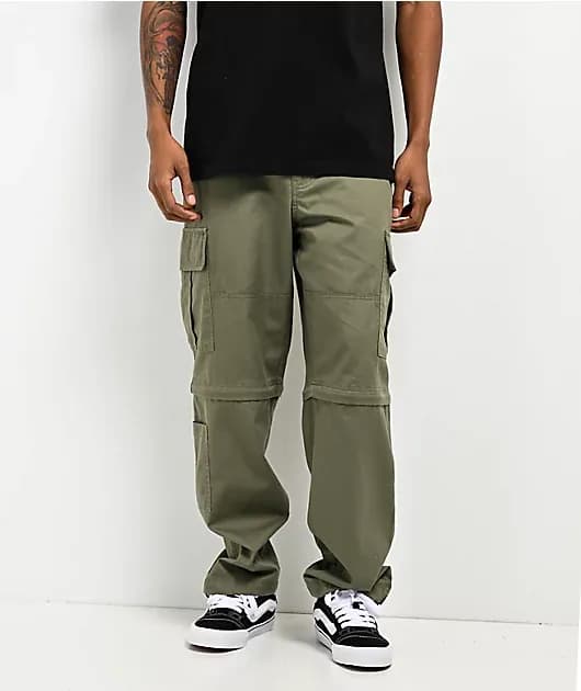 Olive Zip Off Cargo Skate Pants — image 1 of 1