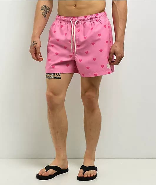 Ollie Pink Hearts Board Shorts — image 1 of 1