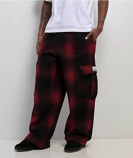 Ombre Heavyweight Red Black Cargo Sweatpants — image 1 of 1