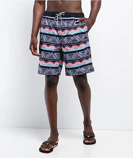 Party Pants Fiesta Stripes Black Board Shorts