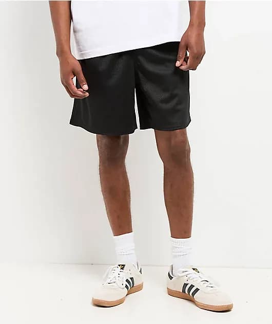 PE Black Mesh Shorts — image 1 of 1