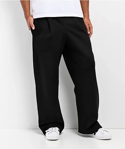 Pleated Garment Dye Black Sweatpants — image 1 of 1