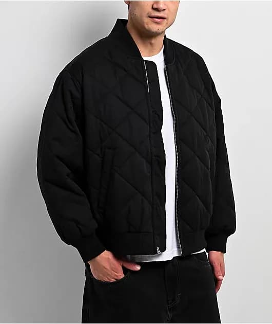 Quilted Black Bomber Jacket — image 1 of 1