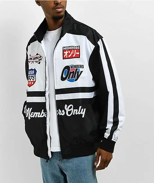 Bold Print Racing Black White Jacket — image 1 of 1