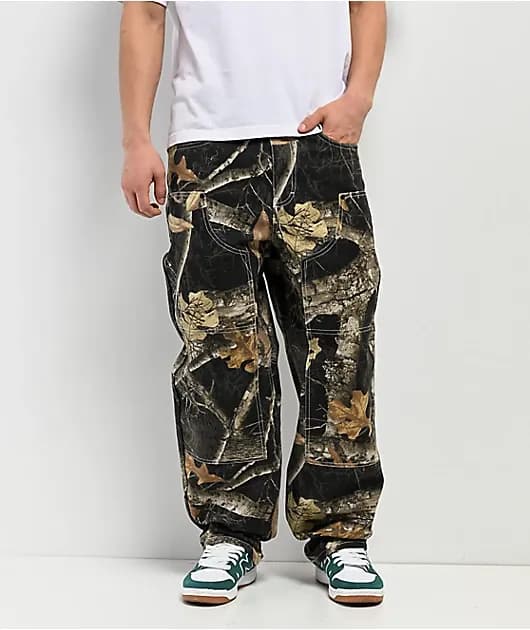 Realtree EDGE Colors Double Knee Black Camo Canvas Loose Fit Skate Pants — image 1 of 1