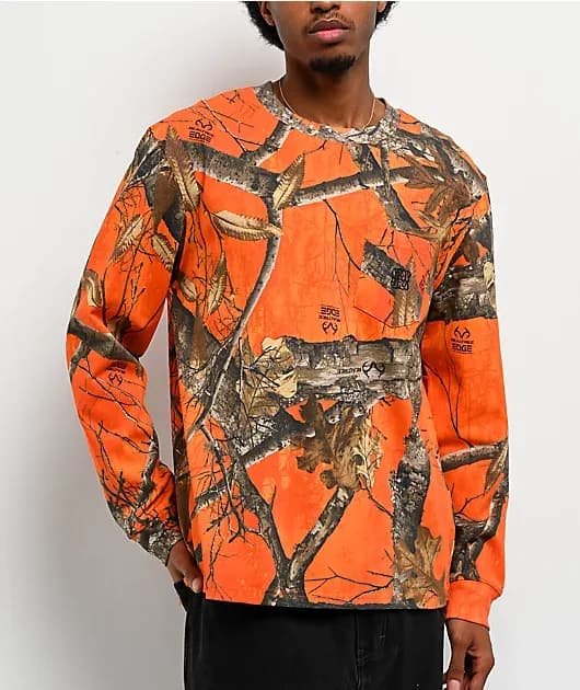 Realtree EDGE Colors Orange Camo Long Sleeve Pocket T-Shirt — image 1 of 1